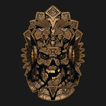 Aztec ornament skull mask illustration Stock Illustration