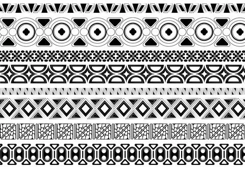 Aztec patterns set. Traditionals ornaments. Seamless pattern. Minimalistic art Stock Illustration