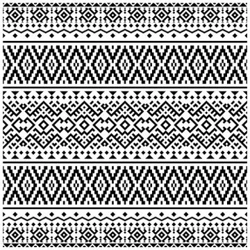Aztec Seamless Ethnic Pattern Illustration vector with tribal design in black Stock Illustration