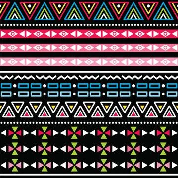 Aztec seamless pattern, tribal black and white background Ilustración de archivo
