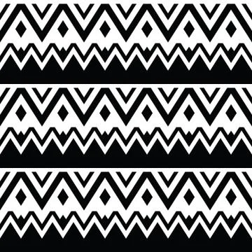 Aztec seamless pattern, tribal black and white background Stock Illustration