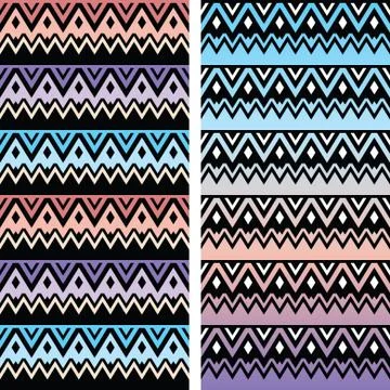 Aztec seamless pattern, tribal black and white background Stock Illustration