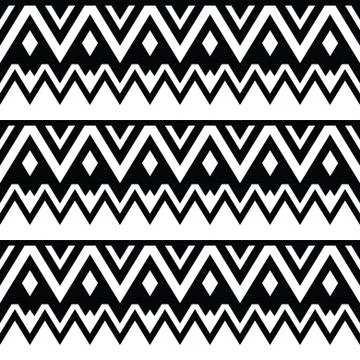 Aztec seamless pattern, tribal black and white background Stock Illustration