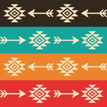 Aztec seamless vector pattern with arrows, retro Indian navajo Stock Illustration