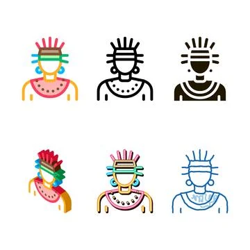 Aztec shaman icon vector concepts outline Illustrazione stock