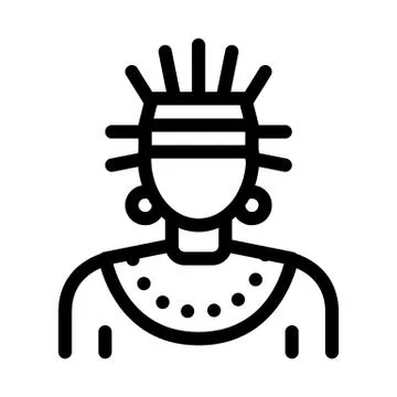 Aztec Shaman Icon Vector Outline Illustration Stock Illustration