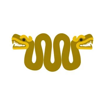 Aztec snake with two heads icon, flat style Stock Illustration