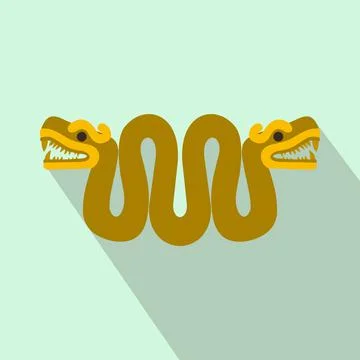 Aztec snake with two heads icon, flat style Stock Illustration