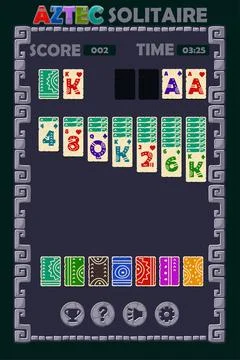 Aztec Solitaire Game UI. Background and buttons for game assets. Aztec mobi.. Stock Illustration