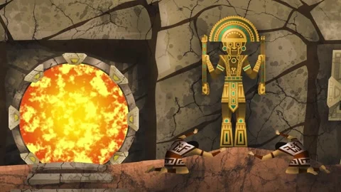Aztec star portal gate transition with solar god Stock Footage 321303446