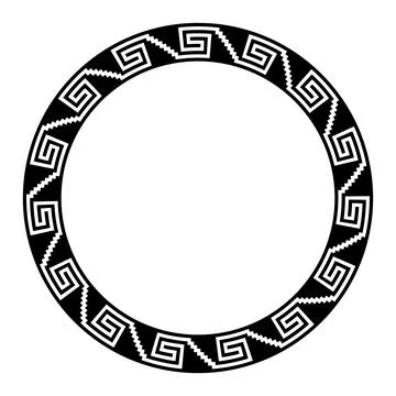 Aztec stepped fret pattern, circle frame with serpent meander motif Stock Illustration