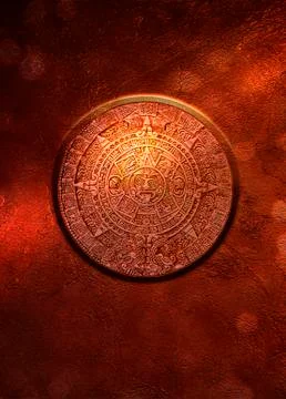 Aztec sun stone, artwork Stock Illustration