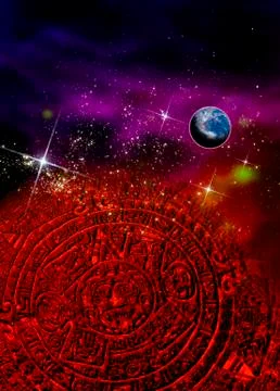 Aztec sun stone, conceptual artwork Stock Illustration