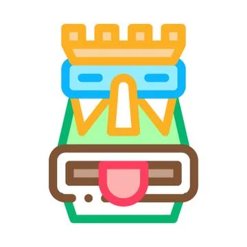 Aztec Totem Icon Vector Outline Illustration Stock Illustration