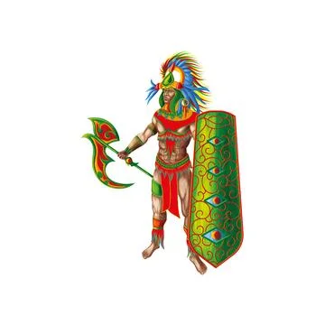 Aztec traditional warrior Illustrazione stock