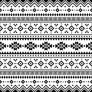 Aztec tribal geometric vector background. Seamless stripe pattern. Stock Illustration