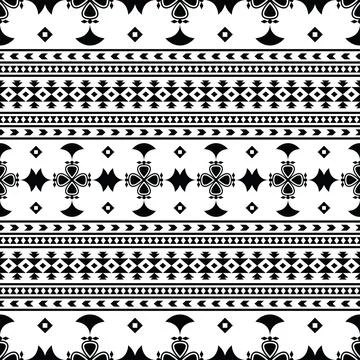 Aztec tribal geometric vector background in black and white colors. Stock Illustration
