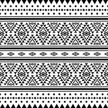 Aztec tribal geometric vector background in black and white colors. Stock Illustration