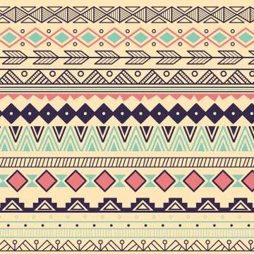 Aztec tribal pattern in stripes Stock Illustration