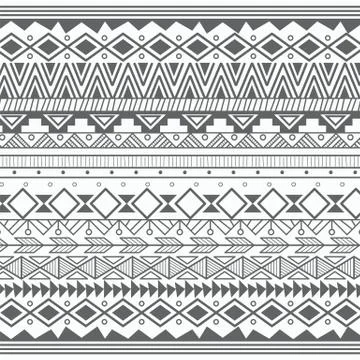 Aztec tribal pattern in stripes Stock Illustration