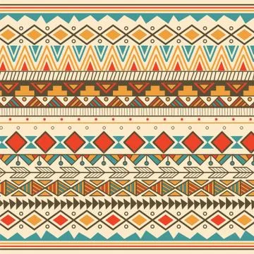 Aztec tribal pattern in stripes Stock Illustration