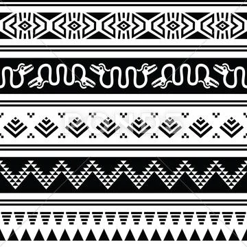 Aztec tribal seamless pattern with animals Stock Illustration