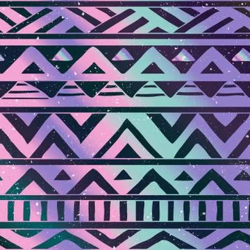 Aztec tribal seamless pattern on cosmic background Stock Illustration