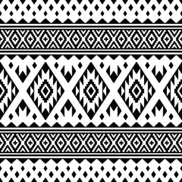 Aztec tribal seamless vector pattern. Abstract ethnic geometric pixel pattern. Stock Illustration