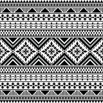 Aztec tribal vector seamless pattern in black and white. Stock Illustration