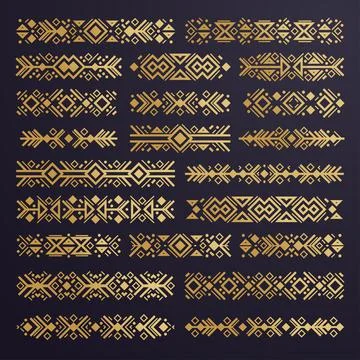 Aztec vector elements. Set of ethnic ornaments. Stock Illustration