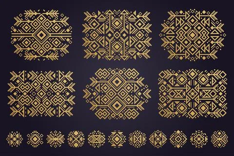 Aztec vector elements. Set of ethnic ornaments. Stock Illustration