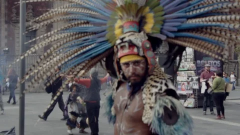 Aztec Warrior, Mexico City Stock Footage