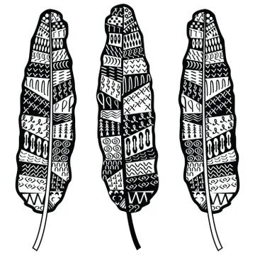 Aztec zentangle style feathers Stock Illustration