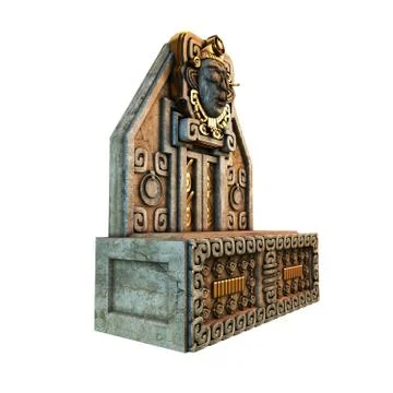 Aztecs altar stone gold 3d illustration isolated Stock Illustration