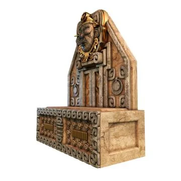 Aztecs altar stone gold 3d illustration isolated Stock Illustration