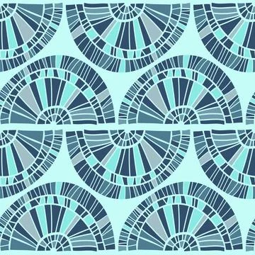 Aztecs seamless pattern on cold color. Endless pattern on blue 스톡 일러스트