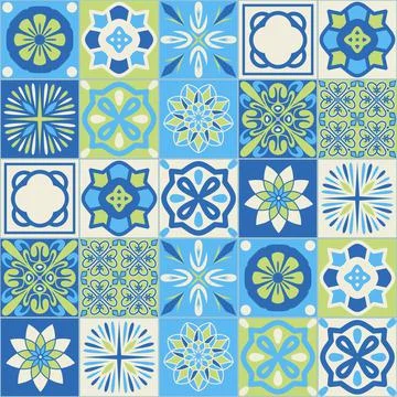 Azulejo blue ceramic square tile, spanish portuguese mediterranean style blue Ilustración de archivo