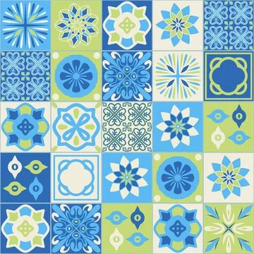 Azulejo blue ceramic square tile, spanish portuguese mediterranean style blue Ilustración de archivo