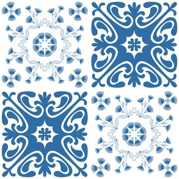 Azulejo blue seamless pattern, spanish pattern for interior decoration and fa Stockillustratie