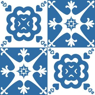 Azulejo blue seamless pattern, traditional spanish pattern for interior decor Stock Illustration