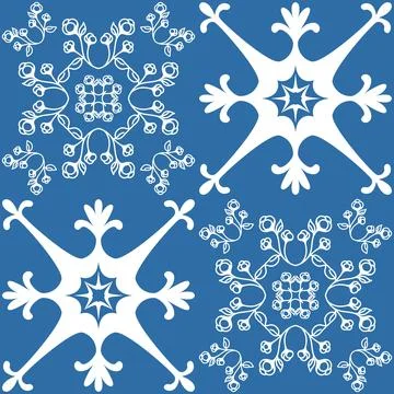 Azulejo blue seamless pattern, traditional spanish pattern for fabric dyeing, Ilustración de archivo