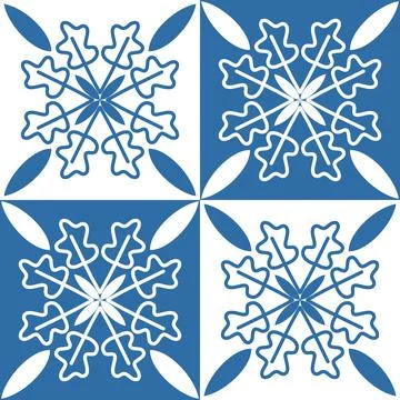 Azulejo blue seamless pattern, traditional spanish pattern for interior decor Stock Illustration