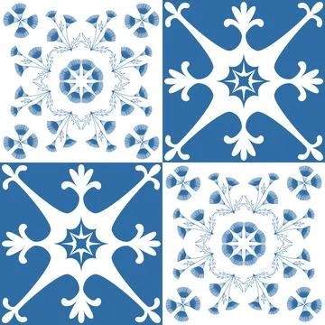 Azulejo blue seamless pattern, traditional spanish pattern for interior decor 库存插图