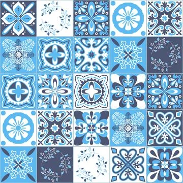 Azulejo majolica ceramic tile pattern, arabic style vector illustration for w Stockillustratie