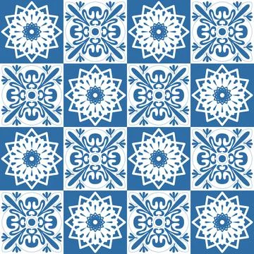 Azulejo retro pattern tiles for wall and floor decoration design, vector illu Stockillustratie