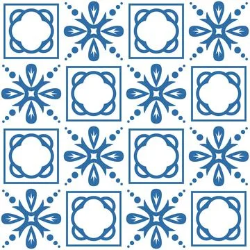 Azulejo retro pattern tiles for wall and floor decoration design, vector illu Stock Illustration