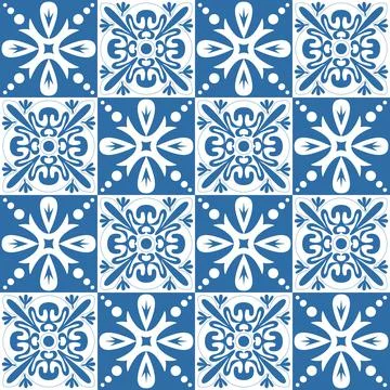 Azulejo retro pattern tiles for wall and floor decoration design, vector illu 스톡 일러스트
