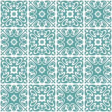 Azulejo seamless pattern ceramic tile design element for kitchen backsplash,  Stock Illustration