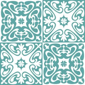Azulejo seamless pattern ceramic tile design element for kitchen backsplash,  Stock Illustration