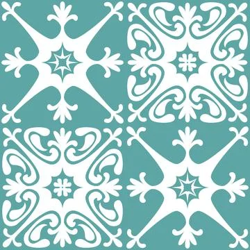 Azulejo seamless pattern ceramic tile design element for kitchen backsplash,  Stock Illustration